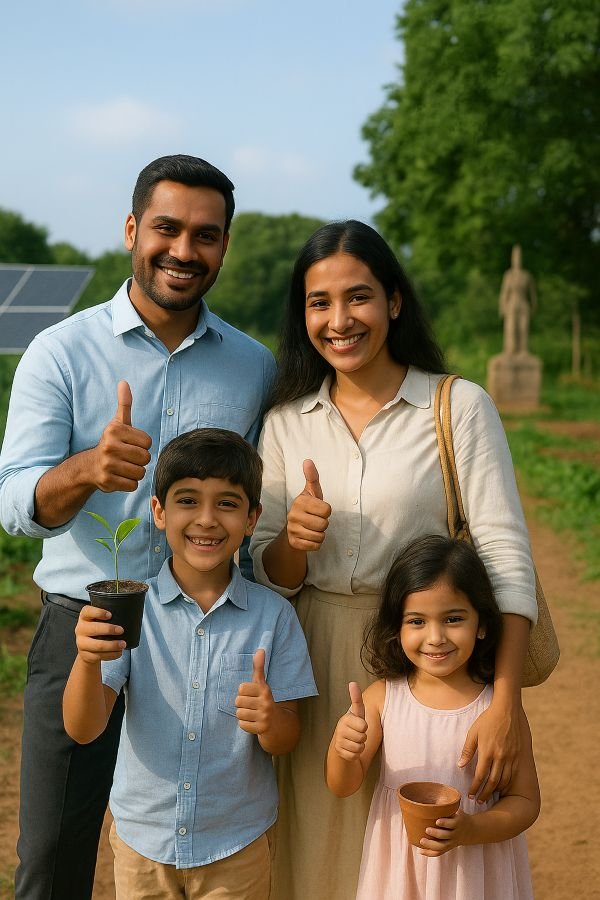 Happy visitors at the farm